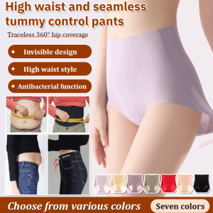 High Waist Panties Silk Protein Anti-Bacteria Cotton Crotch Pants Hip Lifting Tummy Control Underwear Briefs Underpants Plus Size L-2xl