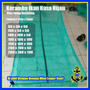 DH STORE - Keramba Ikan kasa Hijau dengan penutup resleting berbagai ukuran