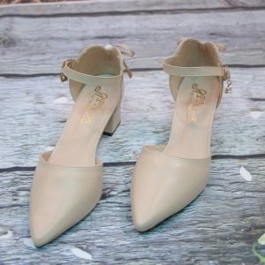 Giày cao gót vuông 5p bít mũi phối nơ gót siêu xinh - BM74