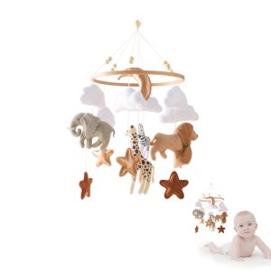 Crib Mobile Bed Bell Wooden Baby Rattles Soft Felt Cartoon Animal Bed Bell Newborn Music Box Hanging Toy Crib Bracket Baby Gifts2026