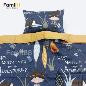 Chăn mền cho bé đi học mẫu giáo mầm non tiểu học FamiHi cao cấp họa tiết trẻ em cotton sateen 100% sợi tự nhiên.