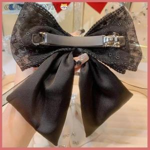 CISWGE New Hairpin Satin Fabric Decorated Bow Rhinestone Black Large Size Hairpin Accessories For Women Girls