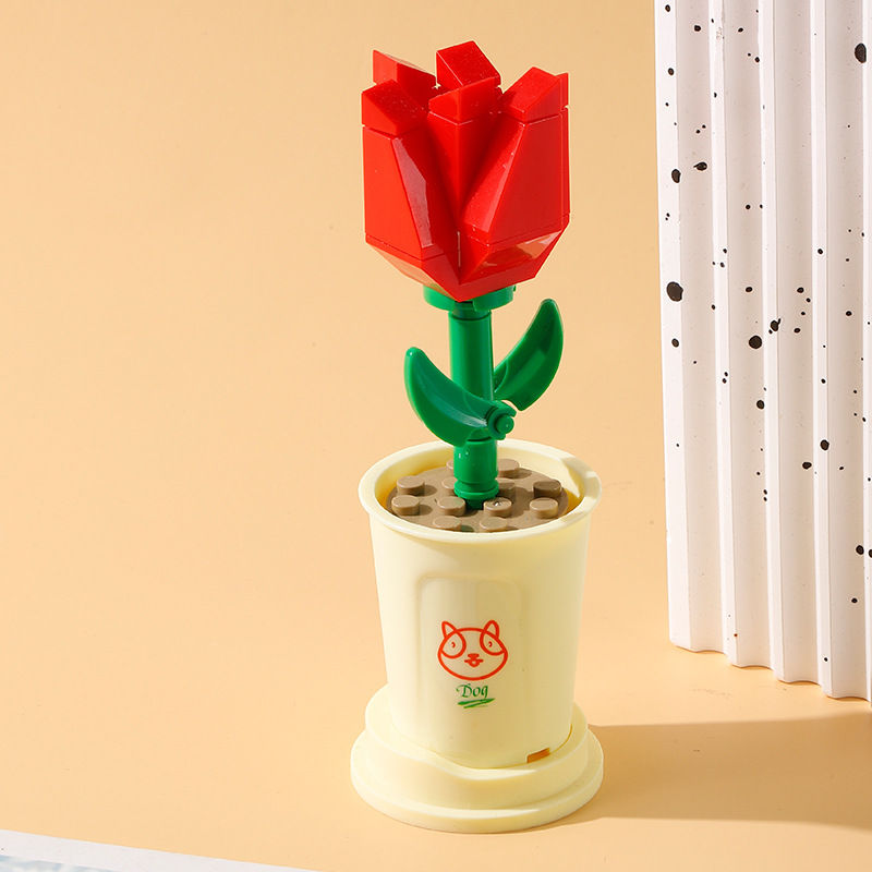 Mini Nano Flower Pot Building Blocks Set Model Table Decor Gift_voghion.com