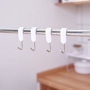 NOBLELYN 7pcs Set Stainless Steel S Hooks Rotatable Heavy Duty Hanging Rack Hooks Pipe Clip Hooks Kitchen