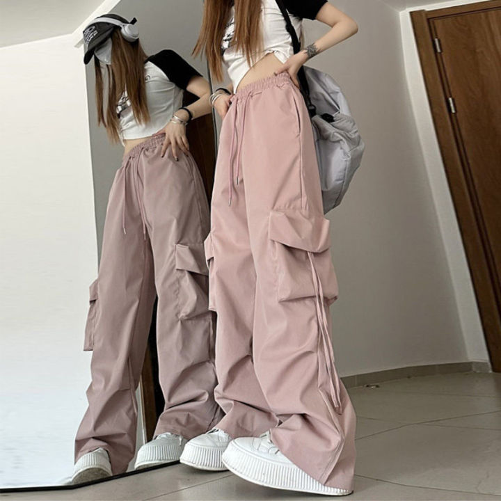 Plus size wide leg cargo pants for women girls dance plus size Korean style  casual mopping trousers