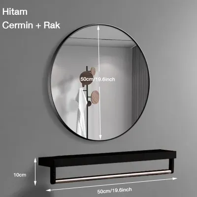 Cermin Gantung Dinding Cermin Bulat Aesthetic Kaca Cermin Bathroom Mirror / Cermin Bulat Dinding Kamar/Mirror HD Diameter 60cm