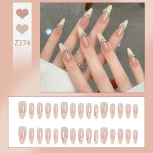 ผลิตภัณฑ์ใหม่ทำเล็บ DD274เล็บปลอม แฟลชเจาะ สไตล์ฝรั่งเศส 24 ชิ้น