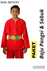Setelan Baju Pangsi Anak Betawi Dan sabuk Baju Palang Pintu Betawi Setelan Baju Adat Betawi