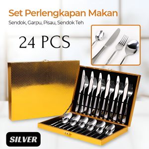 Sendok Garpu Pisau Premium 1 Set 24 Pcs Peralatan Makan Cutlery Stainless Steel