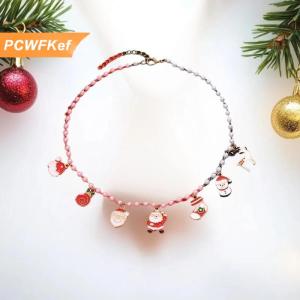 【PCWFKef】 สร้อยคอปาร์ตี้ออกแบบธีมคริสต์มาสการ์ตูนน่ารักสำหรับผู้หญิงเครื่องประดับเครื่องประดับของขวัญ