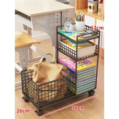 tp2 Schoolbag Storage Rack Movable Trolley Book Storage Fantastic Household Multi-Layer under Table Bag Storage Rack Bookshelf T5K3P