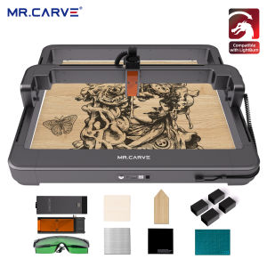 MR.CARVE M3 Dual Laser Engraving Machine Metal Wood Paper Glass Plastic Fiber Optic Acrylic Cutting Stainless Steel Gold Jewelry Engraving Large Area Frame Laser Engraving Machine