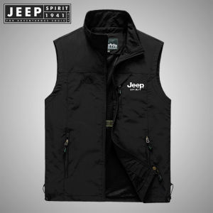 JEEP SPIRIT 1941 ESTD Mens Outdoor Photography Fishing Work Suit Quick Dry Tank Top Mens Fashion Leisure Multi Pocket Work Suit Tank Top Hiking Travel Tank Top Outdoor Tank Top