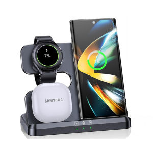 3 In 1 Wireless Charger Stand สำหรับ Samsung Galaxy S23 S22 S21 Ultra S20 30W Fast Charging Dock Station Pro ผู้ถือ S24 Pro