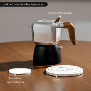 BINCOO Double Valve Moka Pot Coffee Pot Home Espresso Machine for Office Outdoor Camping 2Cups