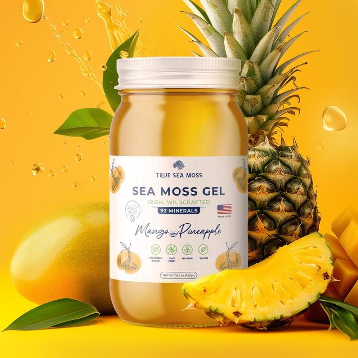 True Sea Moss Gel ManggaNanas Seamoss Mentah Organik Berkhasiat