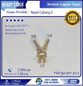 Nepel Kuningan Y King Nepel Sambungan Konektor 1/2 x 3/8 (8mm)