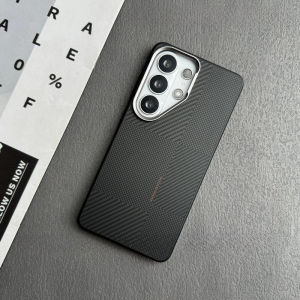 Carbon Fiber Texture Magne Case For Samsung S26 S25 S24 Ultra Wireless Charge Camera Orange Lens Shockproof Phone Cover Shell