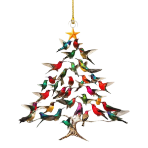 Double-Sided Acrylic Hummingbird Ornament，Hummingbird Christmas Ornament，Handcrafted Home Decor for Nature Lovers & Family Celebrations