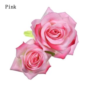 PICKIT Girls Festival Handmade Bridal Flower Hair Clip Wedding Accessories Bridesmaid Hair Jewelry Double Rose Hairpin