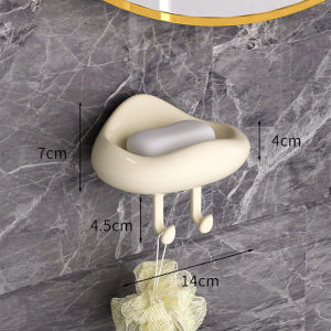 YESPERY ins Cloud Soap Box with 2 Hooks Wall Mounted Kawaii Washbasin Soap Rack Punch Free Soap Storage Rack