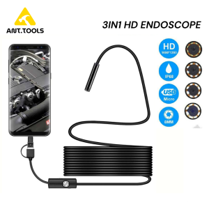 Endoscope 3in1 TYPE-C Microusb USB 5mm Len Inspection Pipe Camera for Cars Endoscope IP67 Waterproof Camera for Phone PC