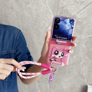 For 2026 Samsung Z Flip 8 Z Flip 7 Z Flip 6 Z Flip 5 4 3 Case Folding screen mobile phone case Painted cartoon cute crying baby powerpuff girls labubu three-piece PC hard case