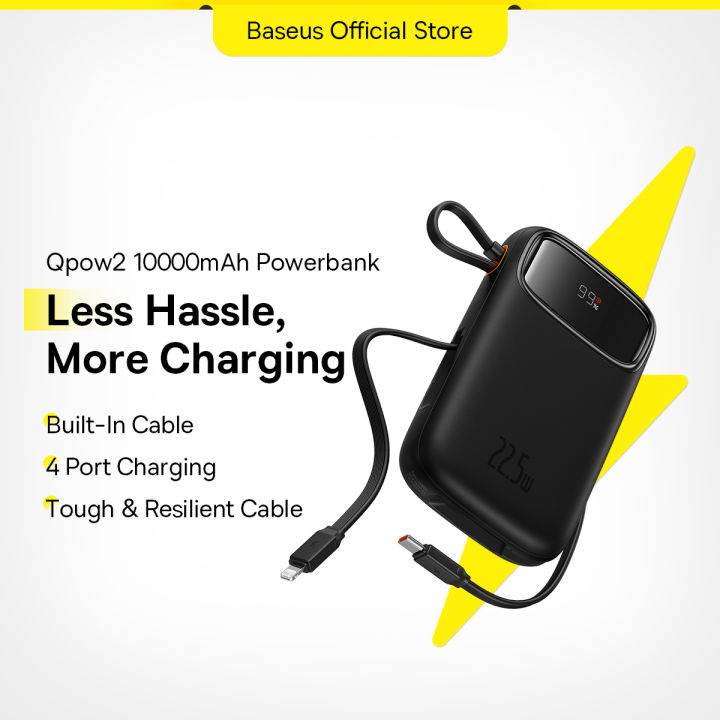 Baseus Qpow2 20000mAh Power Bank PD Fast Charging With Built in Two ...