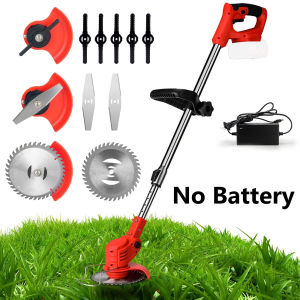 Cordless Grass Trimmer 21V Electric Lawn Mower with Adjustable Cutting Head and Wheels - Portable Garden Pruning Tool for Garden Maintenance