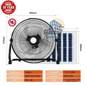 ✨ค่าไฟฟ้า 0 ตลอดปี✨พัดลมโซล่าเซลล์ 14นิ้ว กันน้ำ IPX4 เงียบประหยัดไฟลมแรง แบตเตอรี่ในตัวพัดลมโซล่า พัดลมโซล่า Solar Fan พัดลมกลางแจ้งอเนกประสงค์
