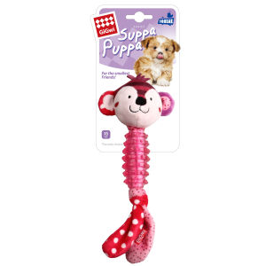 [GiGwi] Suppa Puppa Series: Rabbit/Monkey (S Size) | Helps To Clean Your Dogs Teeth During Play | Makes Squeaking Sound And Suitable For Fetching & Chewing