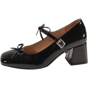 Free Shipping WomenS High-Heeled Shoes With A Bow Elegant And Stylish Perfect For Pairing With Dresses In Early Spring 2026 Featuring A Gentle And Retro Design With A Chunky Heel