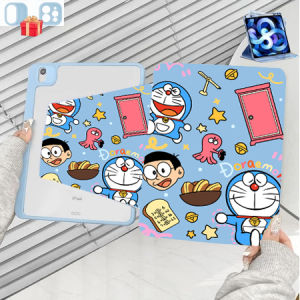 Doraemon iPad case เคสไอแพด การหมุน 360 ° Rotation Case สำหรับGen10 Air4 Air5 10.9 gen7 gen8 gen9 10.2 Air3 10.5 (Pro 10.5) gen5/gen6 Air1/2 9.7 Air6(11 นิ้ว-13 นิ้ว) pro11/pro12.9 2018-2022 Pro11/Pro13 2024（M4）มีที่ใส่ปากกาค่ะ