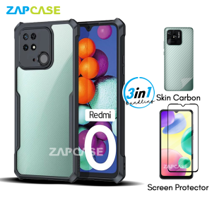 3in1 Case Xiaomi Redmi 10A10C Armor Fushion Casing Free Tempered Glass Dan Skin Carbon