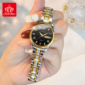 Fatelove ladies watch waterproof original brand diamond dial dual calendar luminous Stainless Steel fashion style watch for woomen