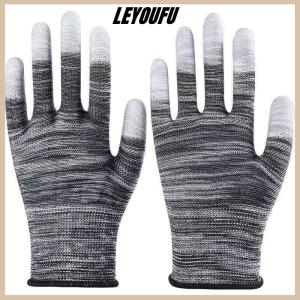 Christmas gift LEYOUFU 12 Pairs Car Vinyl Wrap Gloves Polyester PU Coated Fingertip Anti-Static Gloves Dust-Free Window Tint Working Gloves