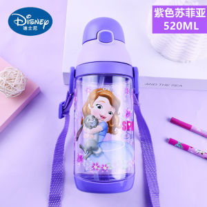 Baby Kids Children Toddler Water Bottle Disney BPA Free Sophia Captain America Spidenman Princess Safe Straw MIlk Handle Light Weight Cute Tritan Learning Leakproof Cup