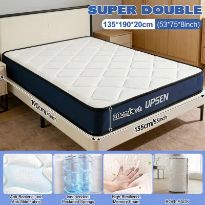 8 Inch Orthopedic Hybrid Mattress Memory Foam Pocket Spring Single /Double /Queen /King Bed Mattress Back Support Soft Medium Firm 10 years warranty