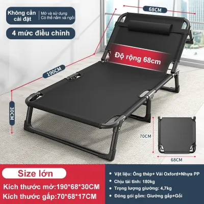 BMZAR giường gấp gọn ghế ngủ văn phòng gấp gọn có gối đầu khung hợp kim chịu lực cao cấp Có thể chịu được 200KG