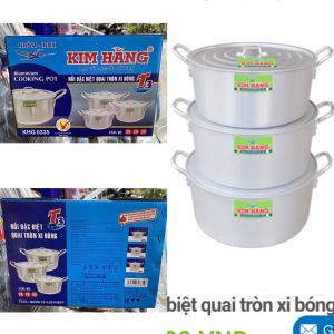 BỘ 3 nồi nhôm KIM HẰNG có loại sài bếp từ size 26cm+28cm+30cm chính hãng bảo hành