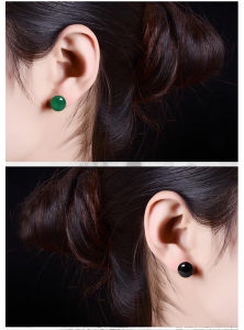 Sinboia Silver 925 Original Green Red White Chalcedony Ear Stud Female Allergy Friendly Black Agate Crystal Earring For Women