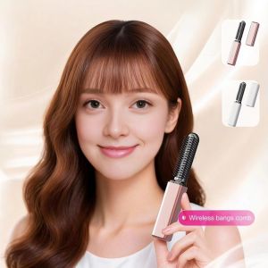 ZYJC Heated Design Hair Straightening Comb Lightweight Negative Ions Do Not Hurt Hair Wireless Bangs Comb Portable USB Charging USB Charging Brush Women Daily Styling