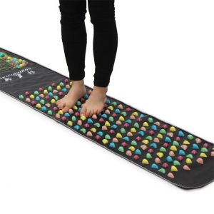 Acupressure Walking Stone Foot Reflexology Mat Plantar Acupoint Stimulation Massage Pad Foot Pain Relief Massager Cushion for Home Yoga and Acupressure Therapy