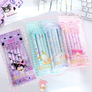 5pcs/box Kawaii 0.5mm Anime Cartoon Print Gel Pen Kawaii Kuromi Press Pen Neutral Pen Signature Pen School Writing Supplies Gift