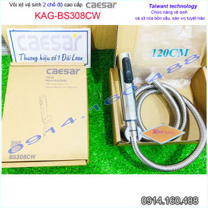 Vòi xịt Ceasar KAG-BS308CW xịt vệ sinh rửa bồn cầu 2 chế độ cao cấp xịt mạnh chính hãng sử dụng siêu bền