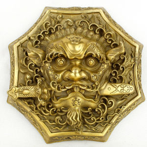 Mặt hổ phù 17cm (đk chéo 19cm) bằng đồng phong thủy dày 2cm nặng 0.8kg