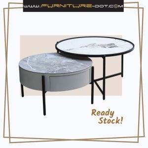 Modern Round Coffee Table Set / Minimalist Sintered Stone Coffee Table - FRM2149