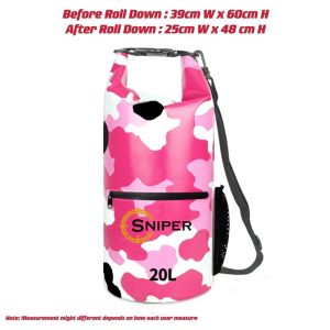 HIGH QUALITY [IP X6] SNIPE 20 Litre WATERPROOF BAG Pack  DRY BAG OUTDOOR BAG Backpack(Two Straps) With Side Pocket
