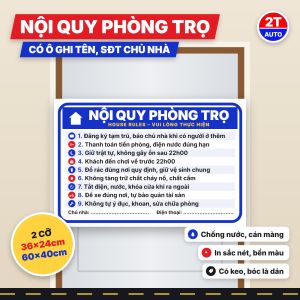 Decal Nội Quy Phòng Trọ House Rules Tem Biển Báo Dán Nhà Trọ Chung Cư Mini Ký Túc Xá Chống Nước Có Keo