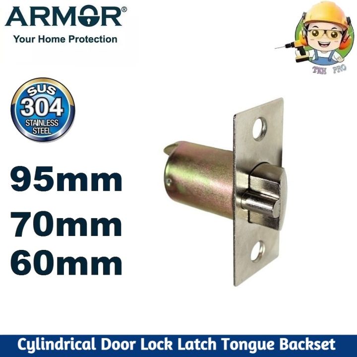 ARMOR Cylindrical Door Lock Latch Tongue Backset 60mm / 70mm / 95mm